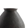 Dale 12" Brown Polyresin Vase - Round, Ribbed, Antique, Decorative Tabletop Accent