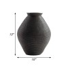 Dale 12" Brown Polyresin Vase - Round, Ribbed, Antique, Decorative Tabletop Accent