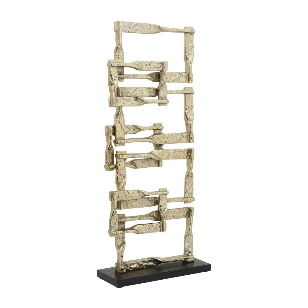 Jodie Gold Metal Accent Decor Stacked Squares Modern Geometric Ornament 27" Tall