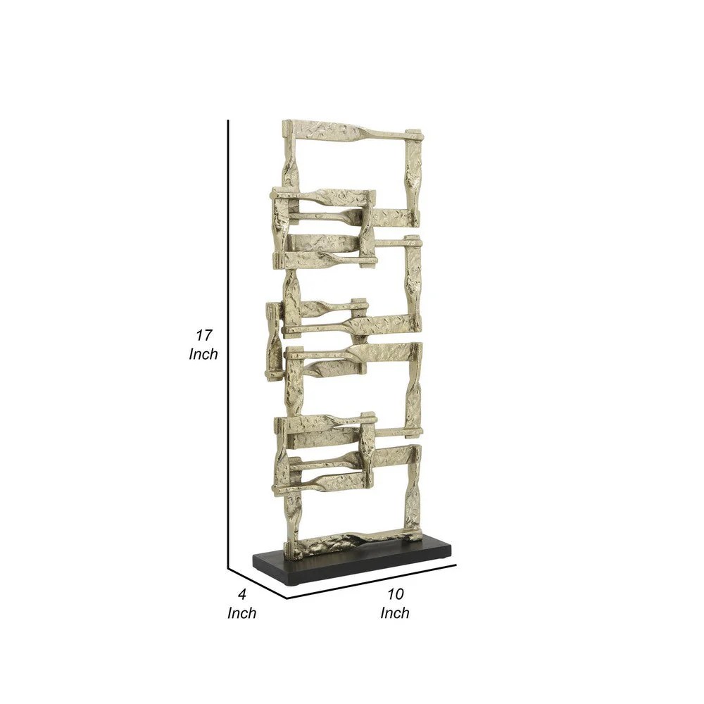 Jodie Gold Metal Accent Decor Stacked Squares Modern Geometric Ornament 27" Tall