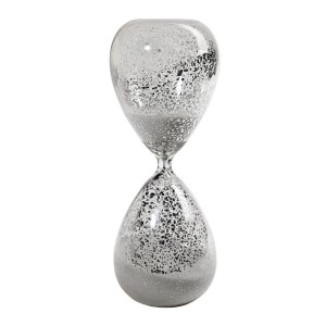 Doug 10 Inch White Sand Hourglass Timer, Glass Tabletop Decor Accent, Modern Contemporary Home Decor