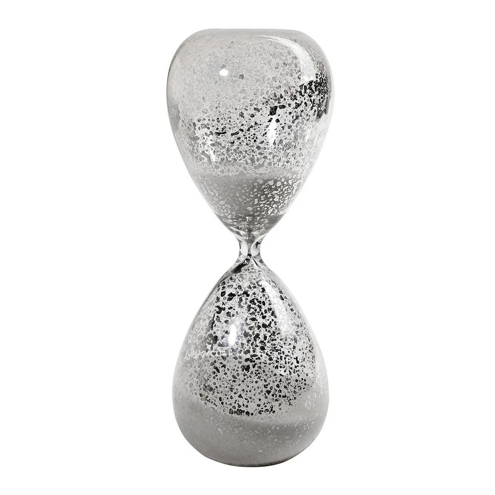 Doug 10 Inch White Sand Hourglass Timer, Glass Tabletop Decor Accent, Modern Contemporary Home Decor