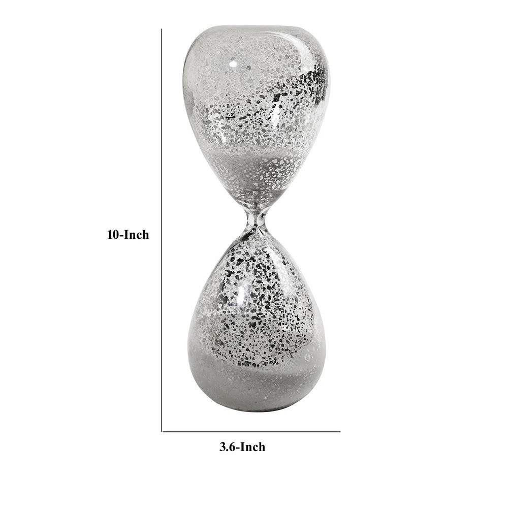 Doug 10 Inch White Sand Hourglass Timer, Glass Tabletop Decor Accent, Modern Contemporary Home Decor
