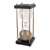Doug Inch 30 Minute Sand Timer Hourglass with Stand - Black/Brown Metal Wood Glass Decorative Timer Desk Office Home Decor