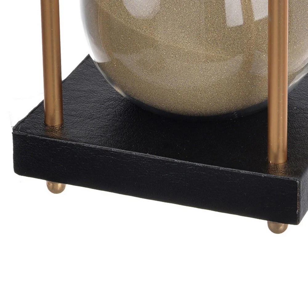 Doug Inch 30 Minute Sand Timer Hourglass with Stand - Black/Brown Metal Wood Glass Decorative Timer Desk Office Home Decor