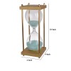 Gold Blue 30 Minute Hourglass Timer with Stand - Metal Glass Wood Leather Desk Decor Accent