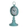 Vintage Aqua Blue Iron Table Clock - 13 Inch Decorative Desk Clock, Antique Style, Metal, Home Decor Accent