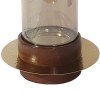 11 Inch Gold Glass Hurricane Candle Holder with Acacia Wood Base - Modern Table Decor