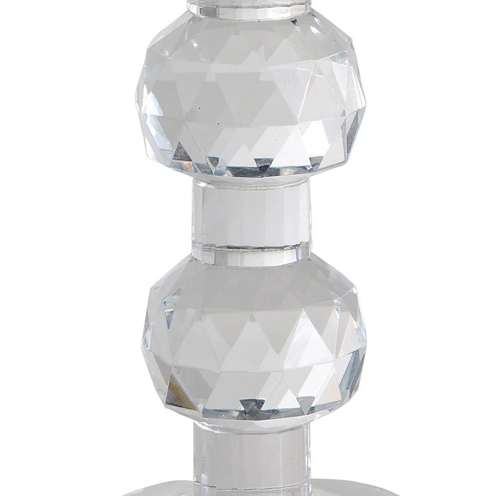 7 Inch Clear Crystal Glass Candle Holder - Elegant Pillar Holder for Home Decor, Tabletop Accent, Modern & Contemporary Style