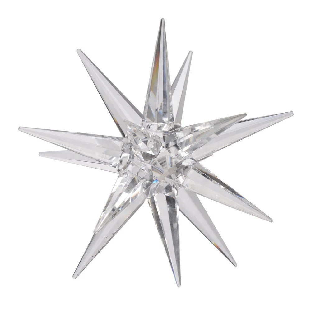 8 Inch Clear Glass Star Accent Decor - Elegant Crystal Tabletop Decoration - Modern Home Decor