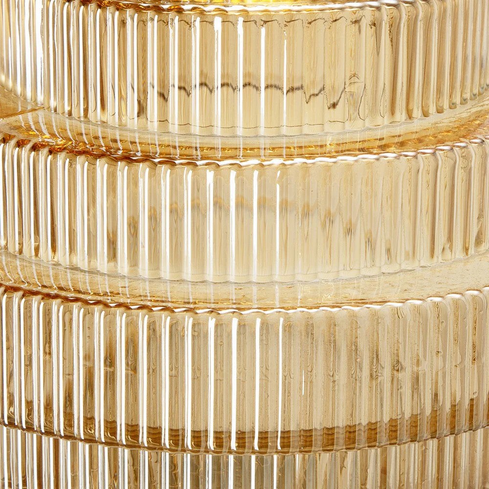 Rae 10" Amber Yellow Geometric Glass Vase, Modern Contemporary Decor Accent, Clear & Gold, Tabletop Flower Vase, Home Decor