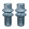 Rae Glass Vases Set of 2 - Tall Cylinder Smokey Blue Clear Glass Vases for Home Decor - Modern Geometric Accent Pieces
