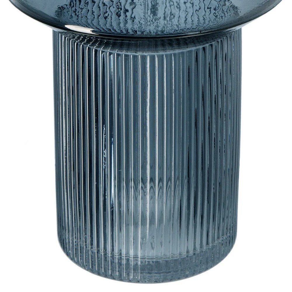 Rae Glass Vases Set of 2 - Tall Cylinder Smokey Blue Clear Glass Vases for Home Decor - Modern Geometric Accent Pieces