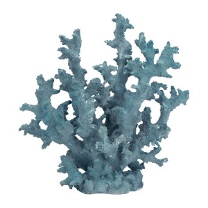 Pax 11" Powder Blue Coral Tabletop Decor - Coastal Polyresin Accent Piece -  Home Decor Shelf Ornament