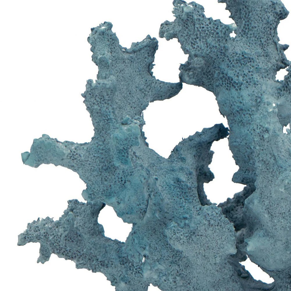 Pax 11" Powder Blue Coral Tabletop Decor - Coastal Polyresin Accent Piece -  Home Decor Shelf Ornament