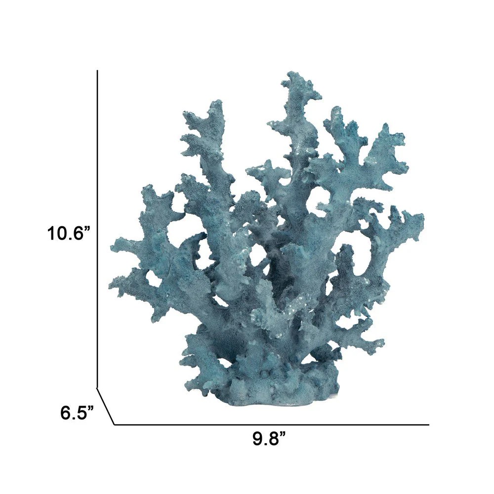Pax 11" Powder Blue Coral Tabletop Decor - Coastal Polyresin Accent Piece -  Home Decor Shelf Ornament