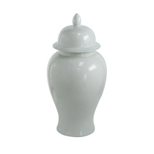 Deva 20" White Porcelain Ginger Jar, Glossy Finish, Decorative Jar, Home Decor, Tabletop Decor, Kitchen Decor, Elegant, Classic, Vintage Style