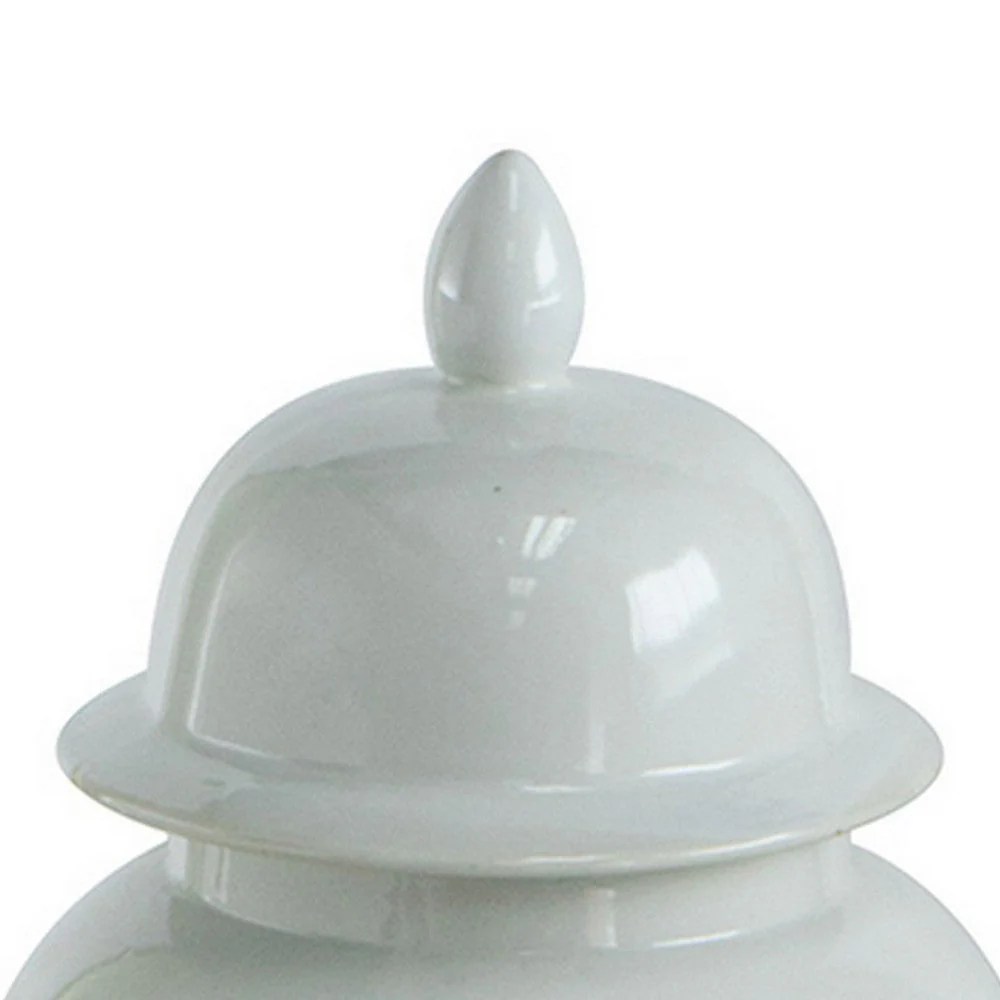 Deva 20" White Porcelain Ginger Jar, Glossy Finish, Decorative Jar, Home Decor, Tabletop Decor, Kitchen Decor, Elegant, Classic, Vintage Style