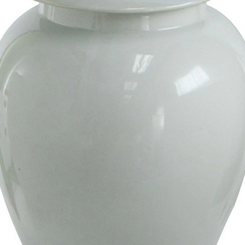 Deva 20" White Porcelain Ginger Jar, Glossy Finish, Decorative Jar, Home Decor, Tabletop Decor, Kitchen Decor, Elegant, Classic, Vintage Style