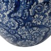 10 Inch Blue Porcelain Lidded Jar, Persian Floral Decorative Storage Jar, Curved Round Trinket Pot, 8.2L x 8.2W x 9.8H Inches