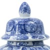 17" Tall Blue & White Porcelain Ginger Jar, Vintage Abstract Floral Design, Lidded Decorative Jar, Home Decor Accent, 10L x 10W x 17H