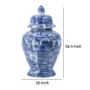 17" Tall Blue & White Porcelain Ginger Jar, Vintage Abstract Floral Design, Lidded Decorative Jar, Home Decor Accent, 10L x 10W x 17H