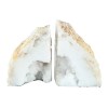 White Geode Bookends, Natural Stone Bookends, 5 Inch Triangular Bookends, Textured Geode Rock Bookends, Decorative Bookends for Home Decor