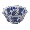 11 Inch Blue & White Porcelain Floral Bowl, Pleated Decorative Bowl, Decorative Accent Bowl, Home Decor, Table Decor