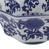 11 Inch Blue & White Porcelain Floral Bowl, Pleated Decorative Bowl, Decorative Accent Bowl, Home Decor, Table Decor