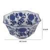 11 Inch Blue & White Porcelain Floral Bowl, Pleated Decorative Bowl, Decorative Accent Bowl, Home Decor, Table Decor
