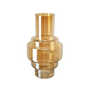 Alma 14" Amber Glass Geometric Vase - Modern Home Decor Accent