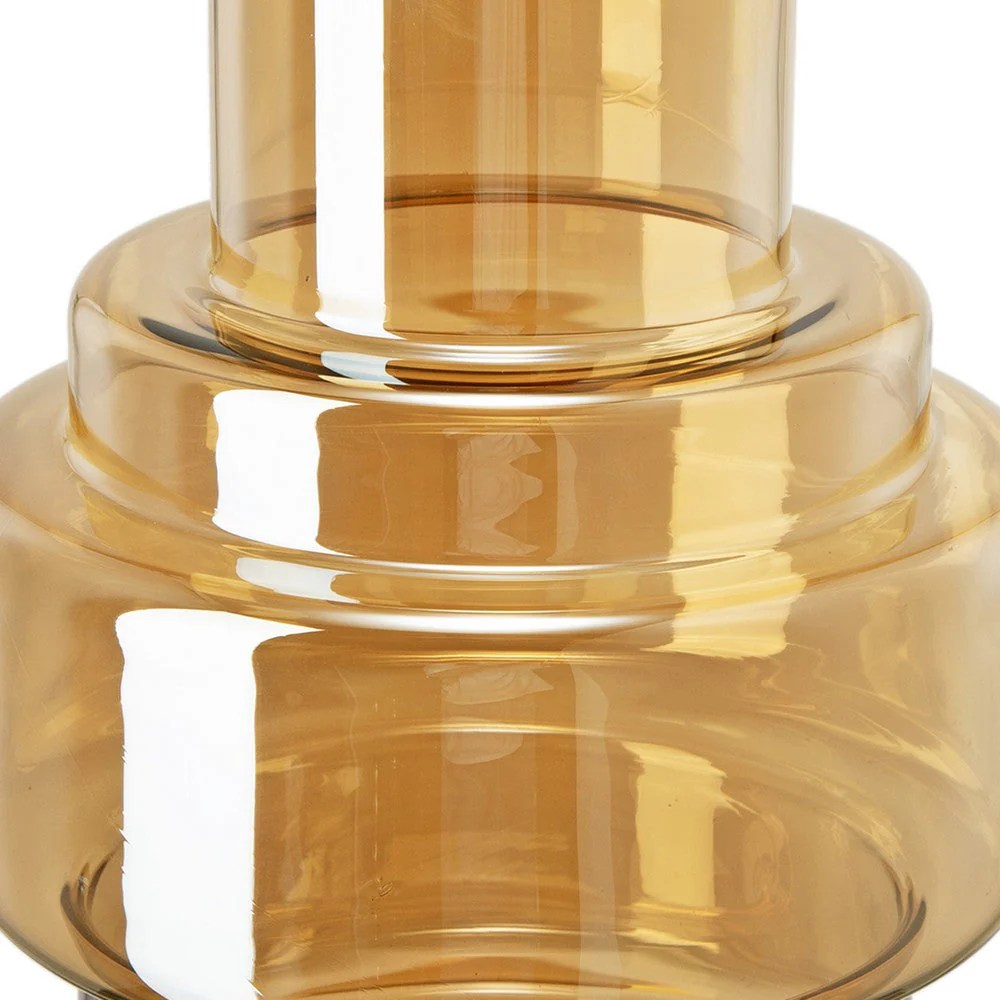 Alma 14" Amber Glass Geometric Vase - Modern Home Decor Accent
