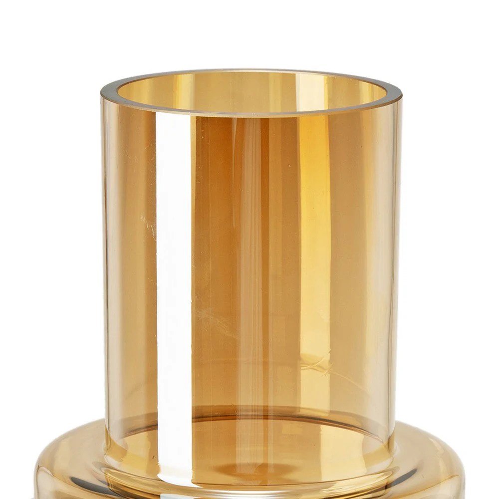 Alma 14" Amber Glass Geometric Vase - Modern Home Decor Accent