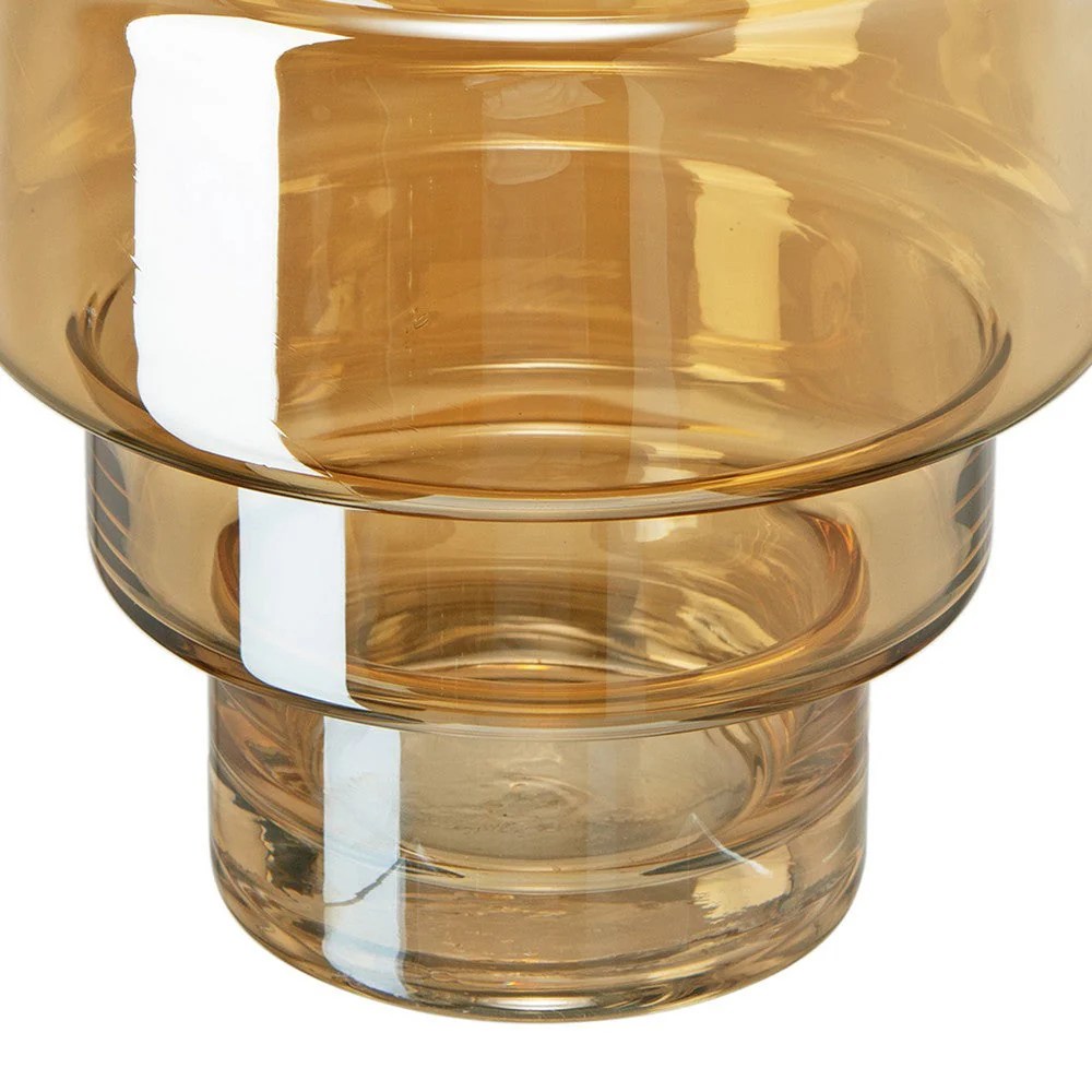 Alma 14" Amber Glass Geometric Vase - Modern Home Decor Accent