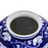 9" Blue Porcelain Vase, Persian Floral Print, Curved, Flared, Modern Home Decor Accent