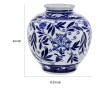 9" Blue Porcelain Vase, Persian Floral Print, Curved, Flared, Modern Home Decor Accent