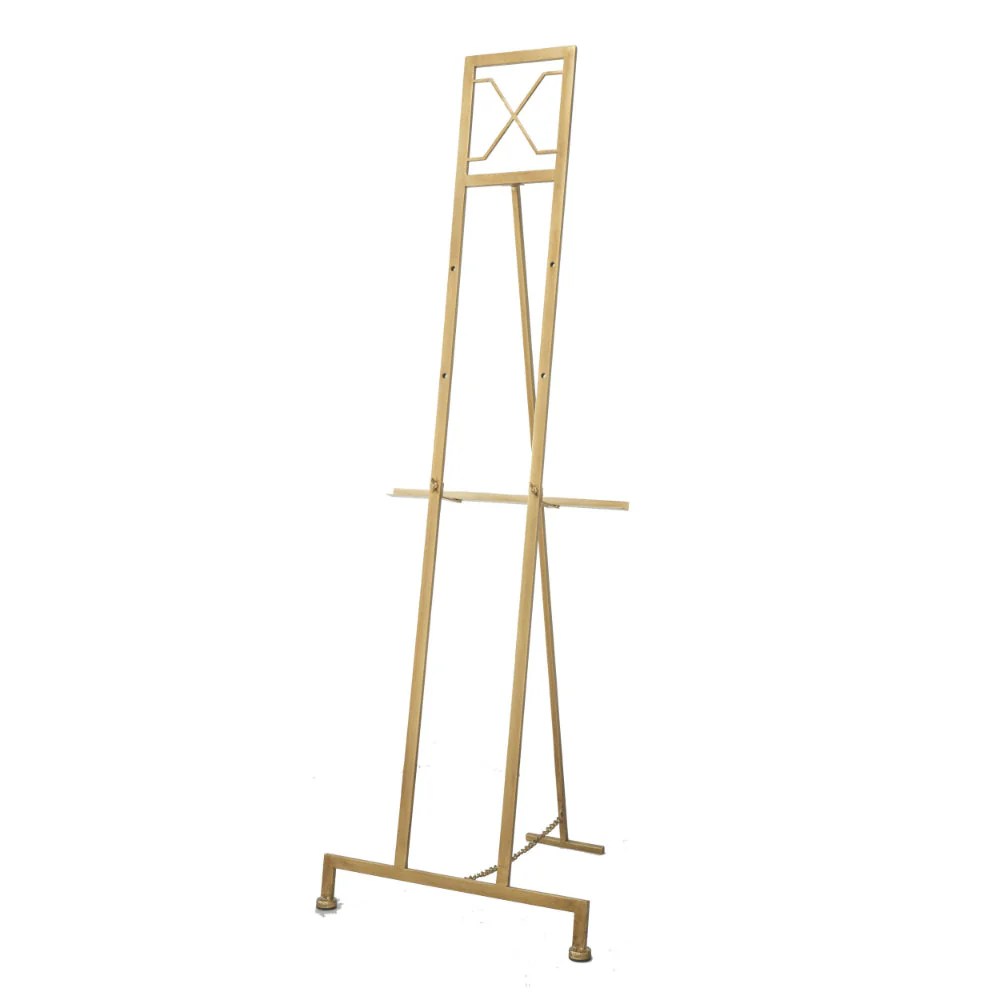 Gold Iron Easel Stand, 57 Inch Free Standing Artist Easel, Lightweight & Sturdy Canvas Display Stand