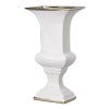 14 Inch White Gold Rim Ceramic Vase - Modern Stylish Urn Decorative Flower Pot