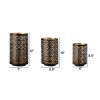 Moroccan Lantern Candle Holders Set of 3 - Gold Black Metal, Lattice Design, Vintage Style Home Decor