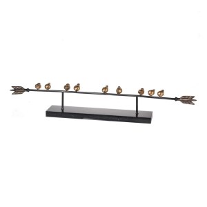 33 Inch Gold Metal Birds on Black Arrow Modern Accent Decor - Stylish Home Decor Sculpture