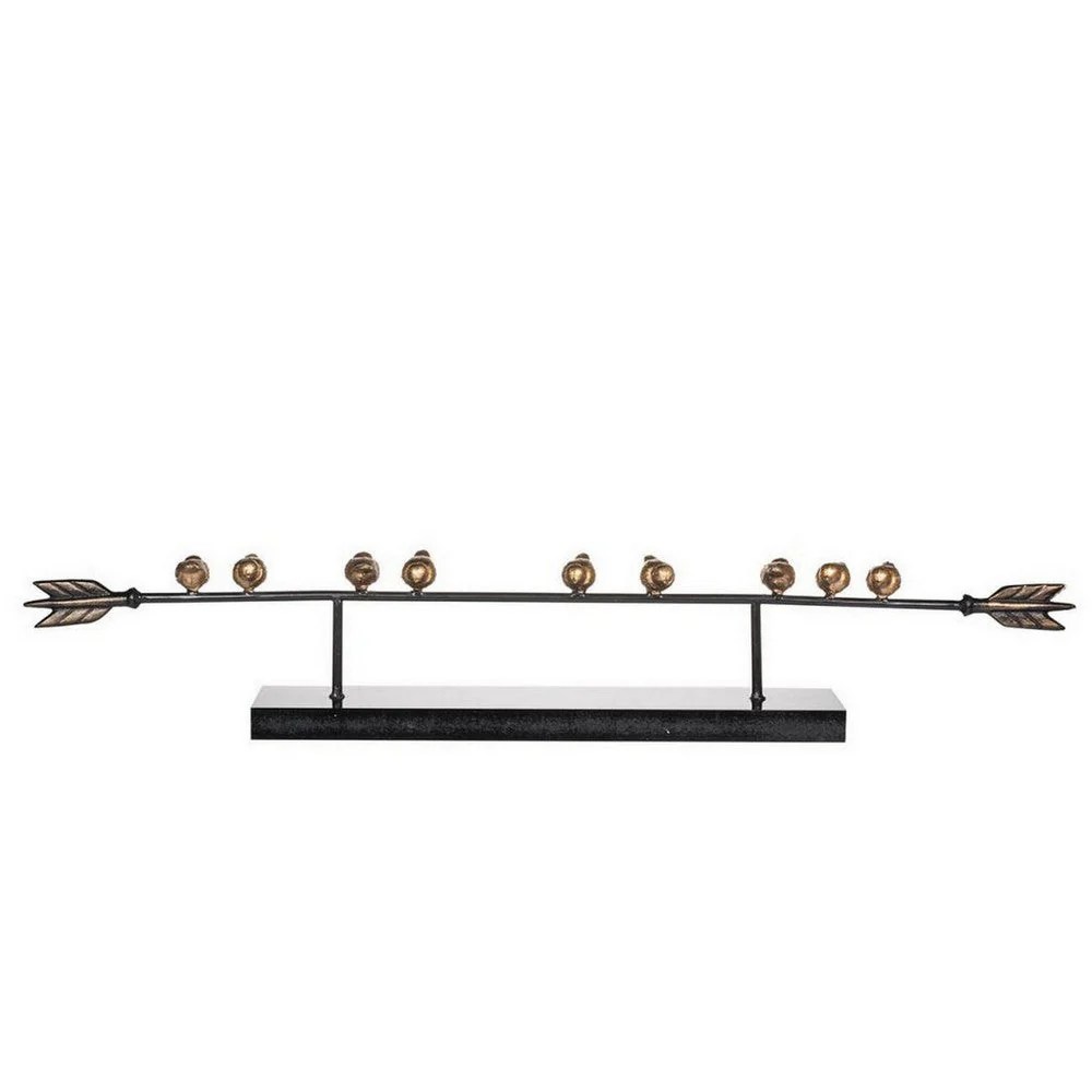 33 Inch Gold Metal Birds on Black Arrow Modern Accent Decor - Stylish Home Decor Sculpture