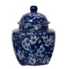 All Nested Persian Blue Floral Curved Lidded Jars (Set of 3) - 6, 6, 7 Inch Porcelain Decorative Jars with Lids