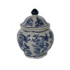 All Nested Persian Blue Floral Curved Lidded Jars (Set of 3) - 6, 6, 7 Inch Porcelain Decorative Jars with Lids