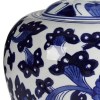 10 Inch Blue & White Porcelain Lidded Jar, Round Persian Floral Ginger Jar, Decorative Accent, Modern Home Decor