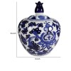 10 Inch Blue & White Porcelain Lidded Jar, Round Persian Floral Ginger Jar, Decorative Accent, Modern Home Decor
