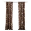 Athens 84 Inch Jacquard Panel Curtains - Brown Microfiber Polyester, Floral Jacobean Print, 2 Panels + Tiebacks, Rod Pocket, Lined, Machine Washable