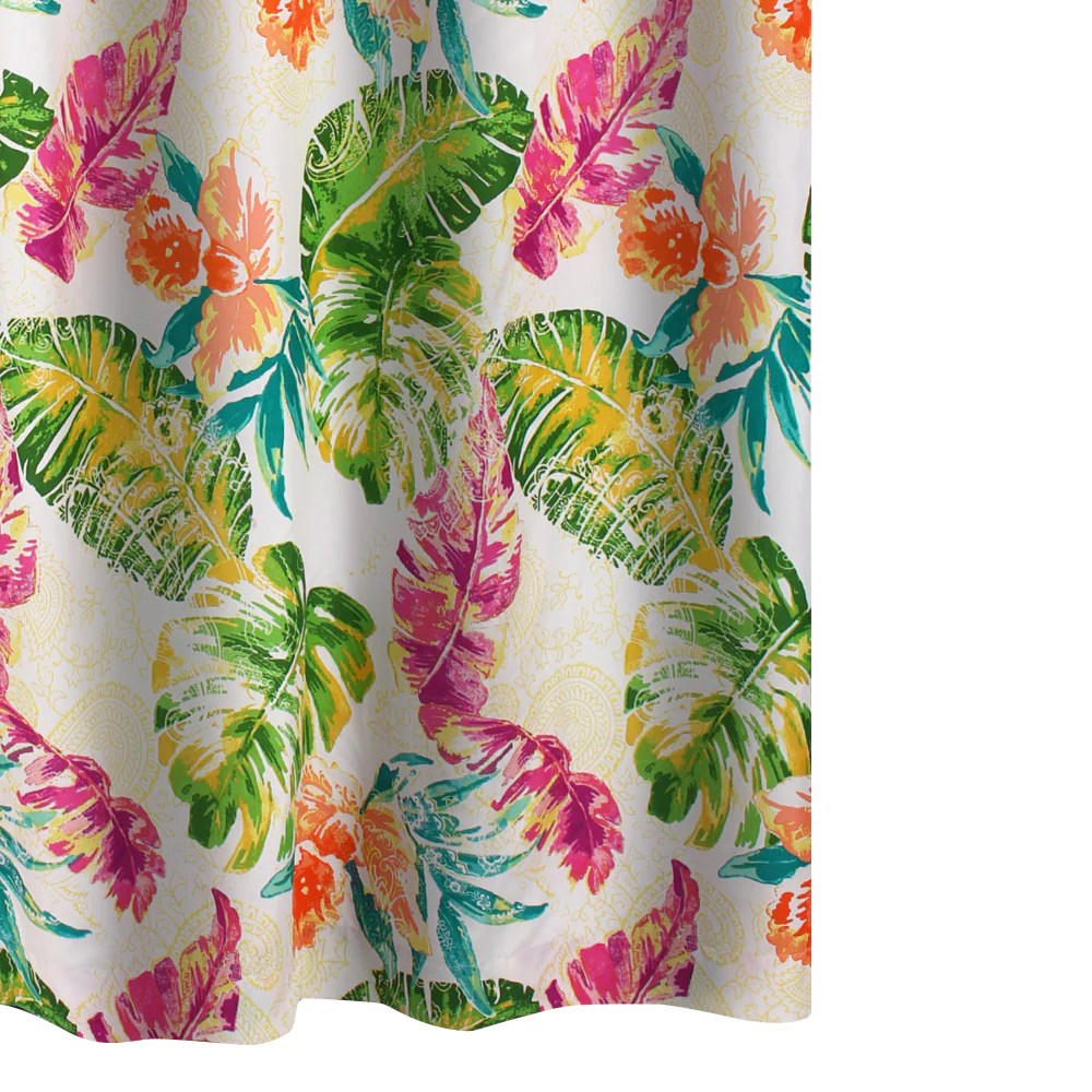 Porto 72x72 Inch Tropical Palm Shower Curtain - Vibrant Blue Green Microfiber - Modern Bathroom Decor