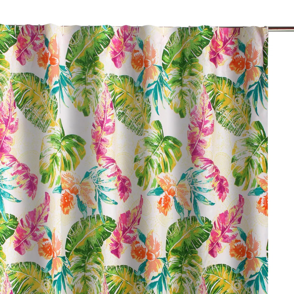 Porto 72x72 Inch Tropical Palm Shower Curtain - Vibrant Blue Green Microfiber - Modern Bathroom Decor