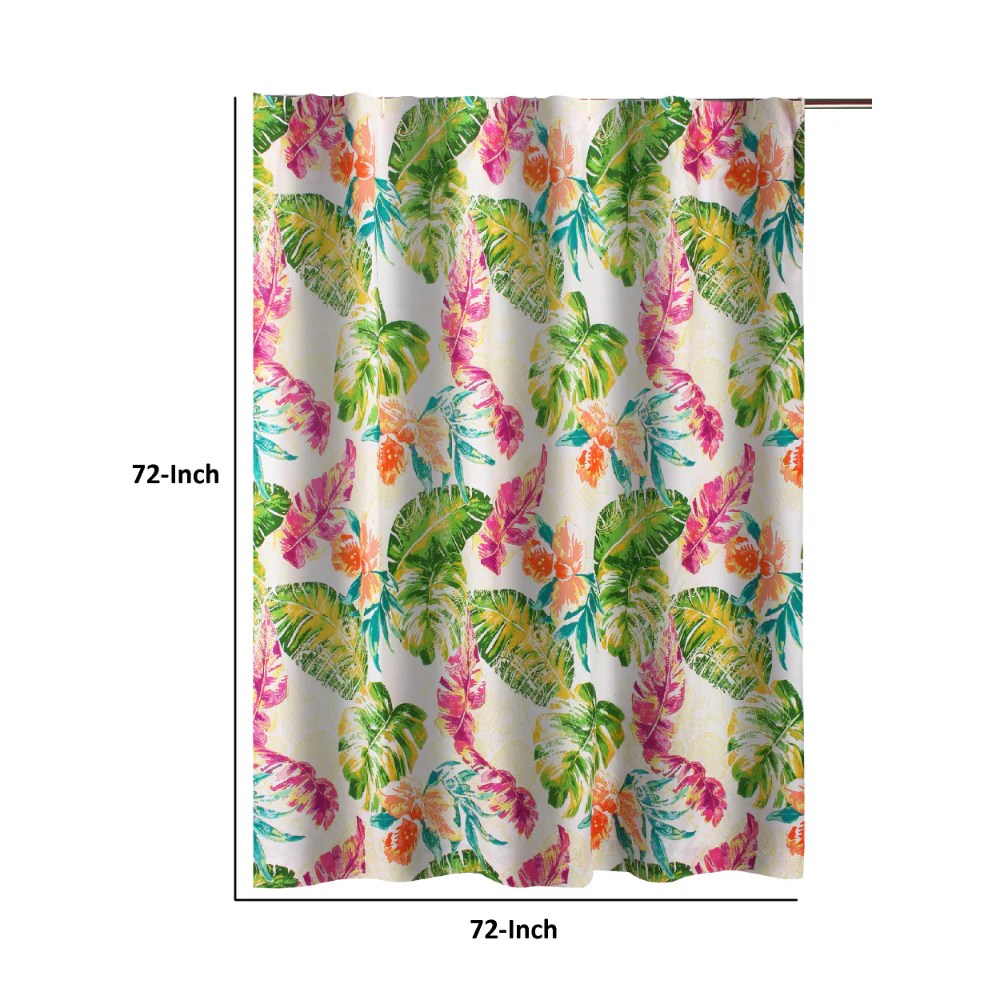 Porto 72x72 Inch Tropical Palm Shower Curtain - Vibrant Blue Green Microfiber - Modern Bathroom Decor