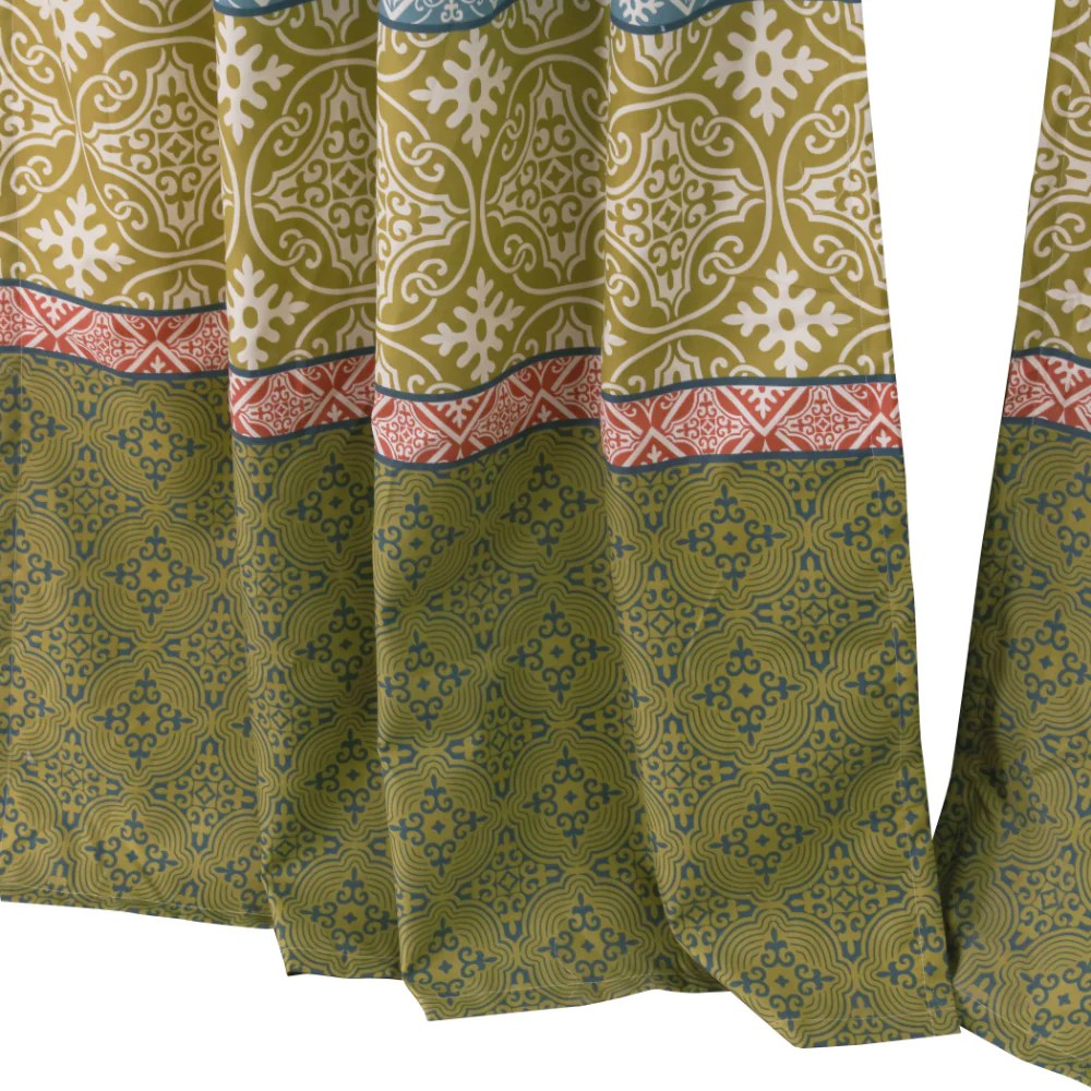 Kaw 84x42 Inch Multicolor Geometric Polyester Tab Top Curtains, Privacy Light Blocking, Bohemian Mid Century Modern Window Panel Set (2 Panels & Tiebacks)